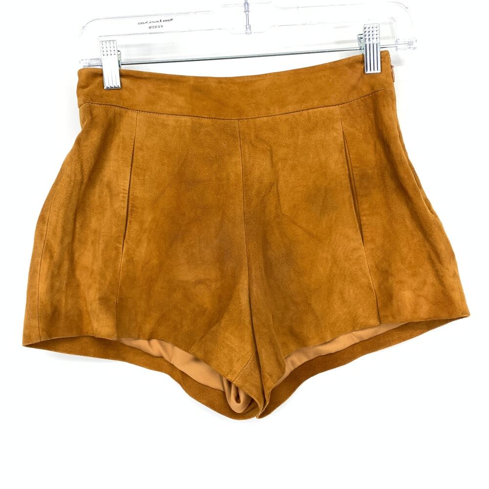 Ramy Brook Mustard Suede-Look High-Waist Shorts